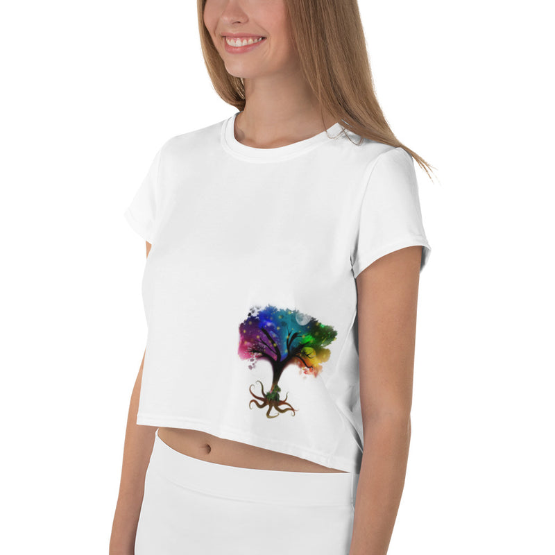 Sacred Tree Of Realms - Women’s Diamond Crop T-Shirt