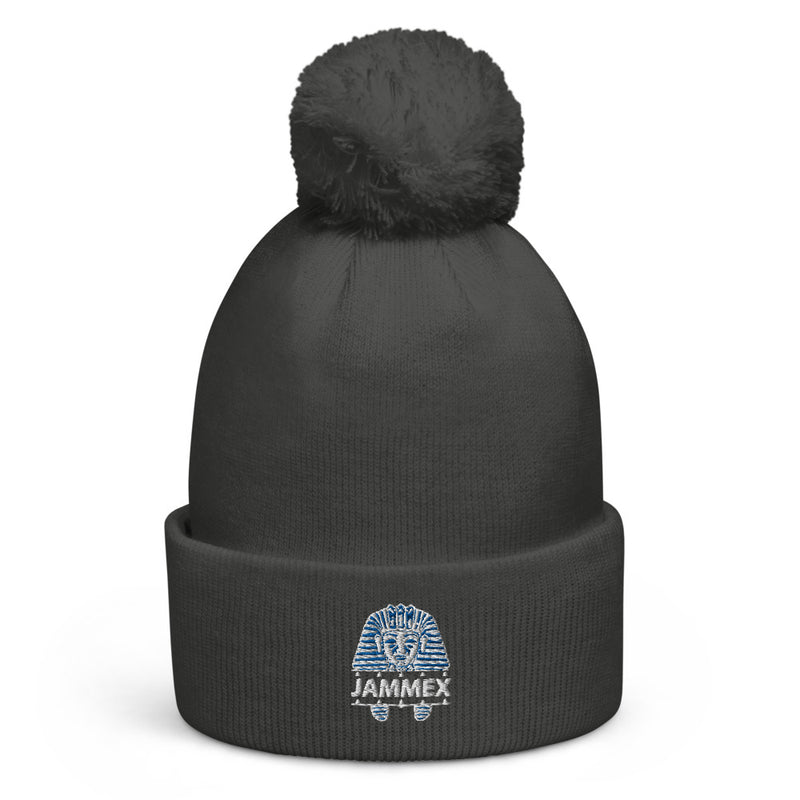 Blue Pharaoh - Embroidered Pom-Pom Beanie