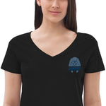 Azure Pharaoh - Women’s Embroidered Recycled V-Neck T-Shirt